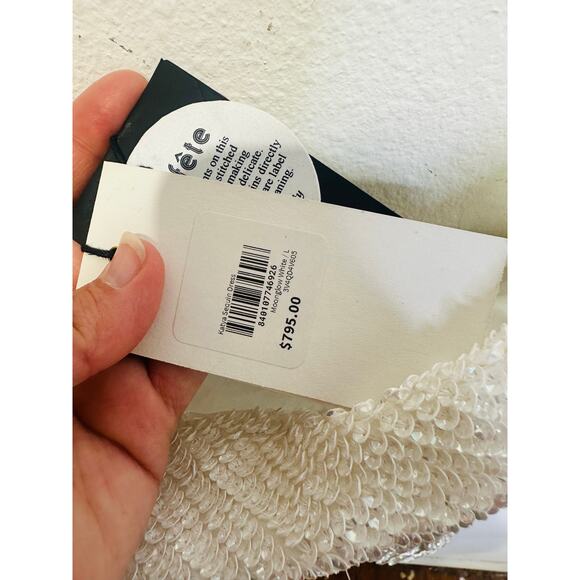 NWT RETROFETE Women's Moonglow White Katya Revolve Sequin Maxi Dress Size Large - Picture 12 of 15